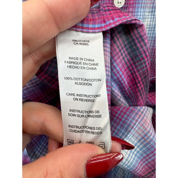 Michael Kors Mens Button Shirt Sz XXL Pink Plaid Long-Slv Classic Preppy BizCasu - Picture 4 of 10